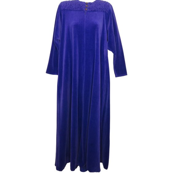 David Brown for I. Magnin & Co. Purple Velour Long Sleeve Caftan Robe Pockets - Picture 11 of 16
